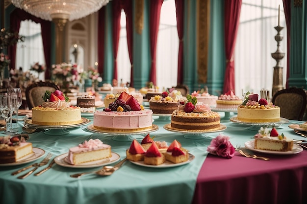 Ausgefallene Kuchen auf der Banketttafel