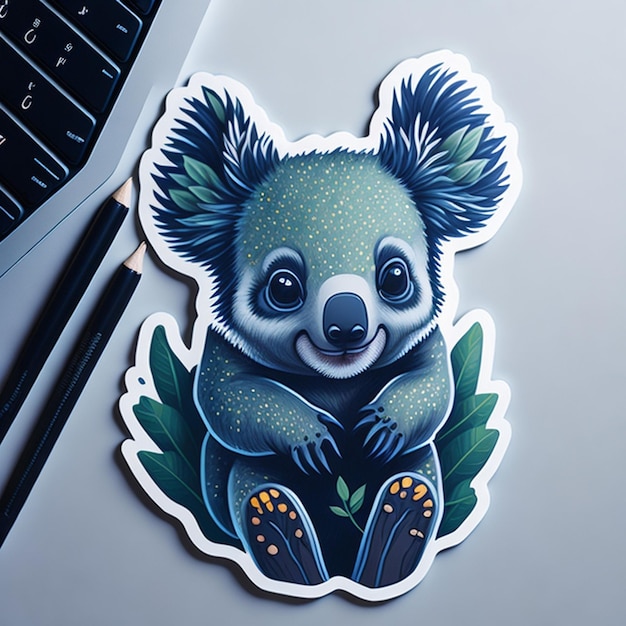 Foto ausgeschnittenes aufkleberdesign mit von der ki generiertem koala-thema