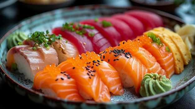 Ausgesuchte Nigiri- und Maki-Sushi-Auswahl mit frischen ToppingsAusgesuchte nigiri- und maki-Sushiselektion