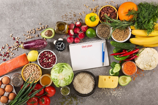 Foto ausgewogene ernährung bei der ernährungsplanung.