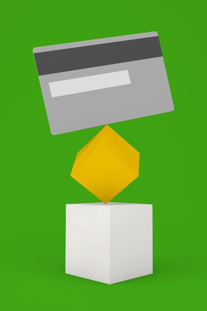 Ausgewogene Rückseite der Kreditkarte im grünen Hintergrund
