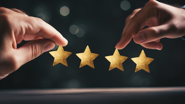 ausgezeichnete Bewertung Abstimmung durch Kundenerfahrung mit Hand setzen höchste Bewertung fünf Sterne bester Service