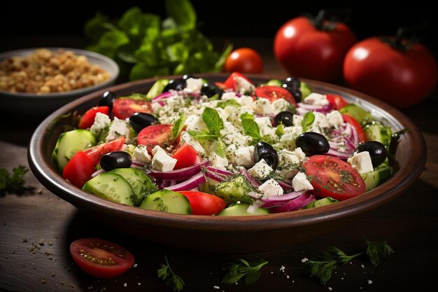 Foto ausgezeichnete griechische salat-delikatessen