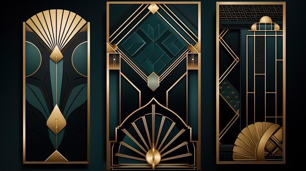 Foto ausgezeichnete muster geometrische formen und luxuriöse farben definieren art deco-inspirierte hintergründe