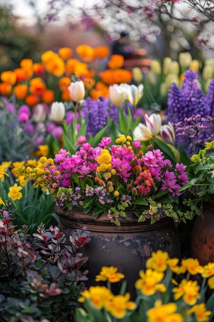 Ausgezeichnete Osterarrangements in Pflanzern und Töpfen für eine festliche Frühlingsvorstellung