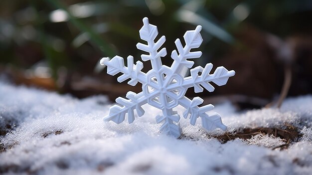 Foto ausgezeichnete schneeflockenkristalle zeichnen sich in einem scharfen relief vor einem weich fokussierten blauen hintergrund aus