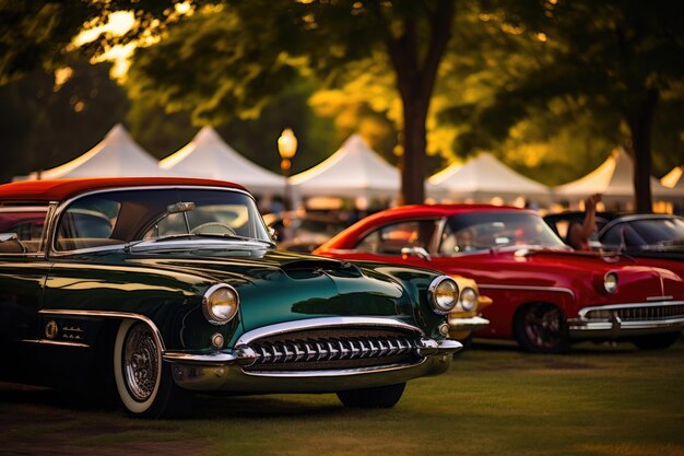 Foto ausgezeichnete vintage-autos begeisterte versammlung