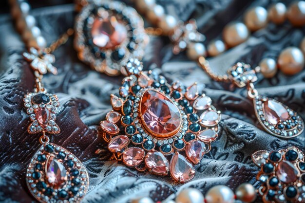 Ausgezeichnete Vintage-Schmuckkollektion mit eleganten Edelstein-Halsketten, Ohrringen und Perlen