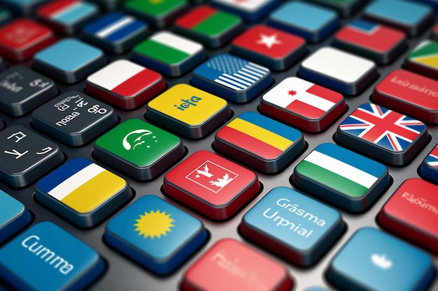 Ausländische Flaggen in einer Tastatur