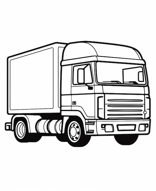 Ausmalbilder „Camion Truck“ zum Ausdrucken für Transportmittel für Kinder