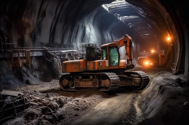 Ausrüstung beim Aushub in einem Tunnel