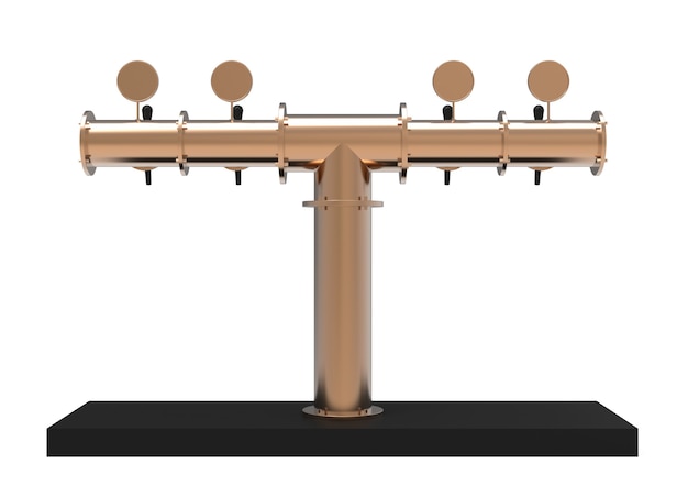 Ausrüstung für Bar 3D-Darstellung isoliert auf weißem Hintergrund Metallic Nickel Bier Pump Tower