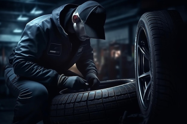 Ausrüstung für die Reparatur von Reifenrädern in Autos