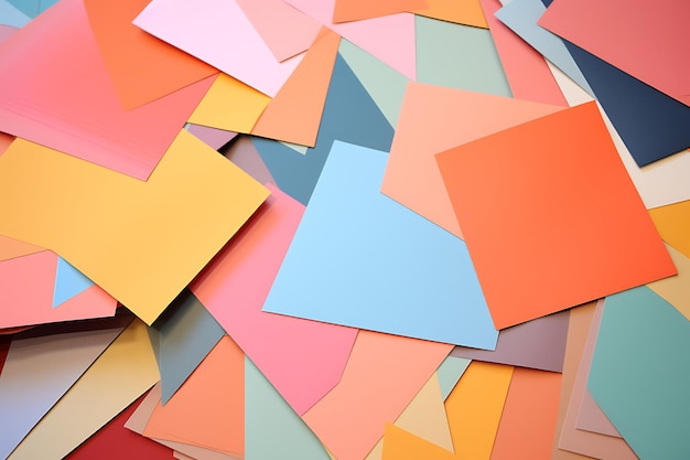 Ausschnitte und Collagen aus pastellfarbenem Baupapier