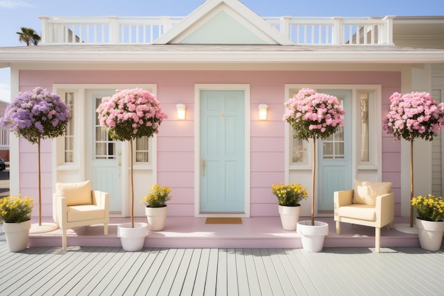 Außendekoration der Haustür mit Inspirationsideen zum Thema Pastellfarben