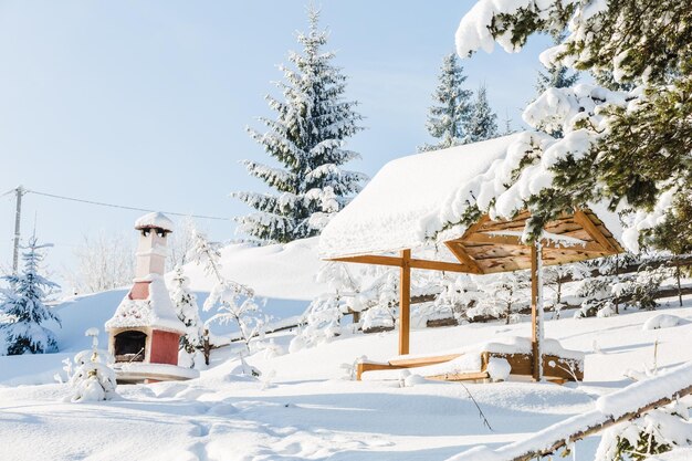 Außenofen im Winter