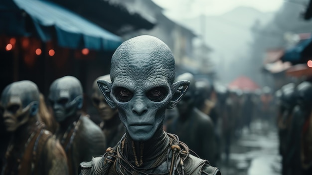 Außerirdischer auf einem lateinamerikanischen Street-Alien-Porträtfoto
