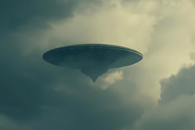 Foto außerirdisches raumschiff schwebt im himmel ufo außerirdische invasion
