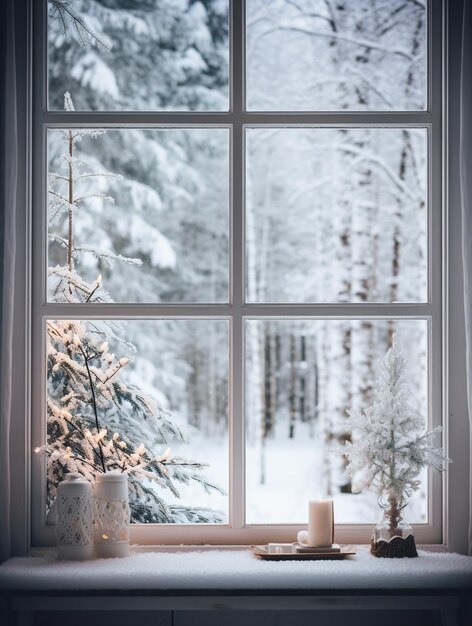 Foto aussicht auf den schneebedeckten wald