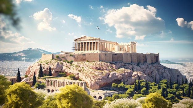 Foto aussicht auf die akropolis von athen in griechenland