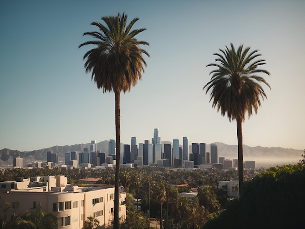 Aussicht auf die Stadt Los Angeles mit Palmen