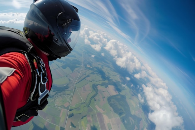 Aussichtspunkt aus der Tandem-Fallschirmspringer-Helm-Kamera