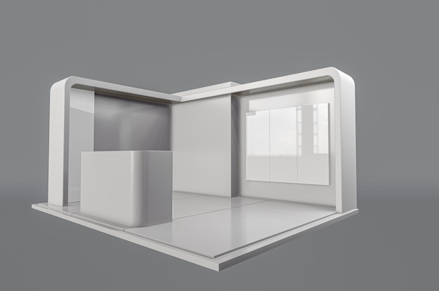 Ausstellungsstand für Mockup-Display-Design, leeres Standdesign, Einzelhandelsstand, 3D-Illustration