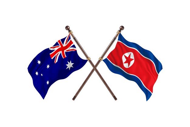 Australia contra el fondo de banderas de Corea del norte