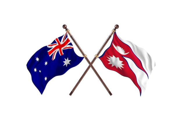 Australia contra el fondo de banderas de Nepal