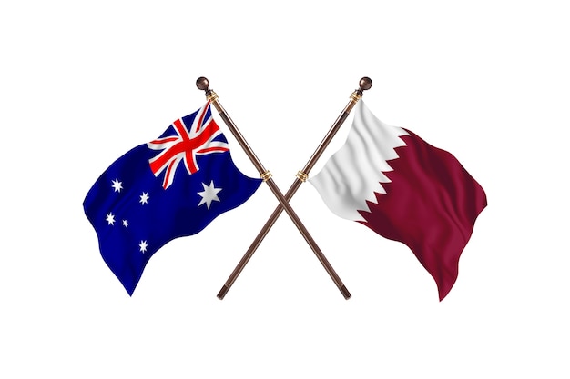 Australia contra el fondo de banderas de Qatar