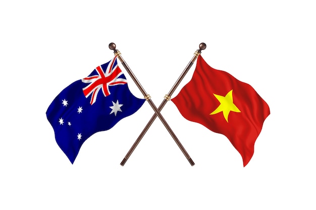 Australia contra el fondo de banderas de Vietnam