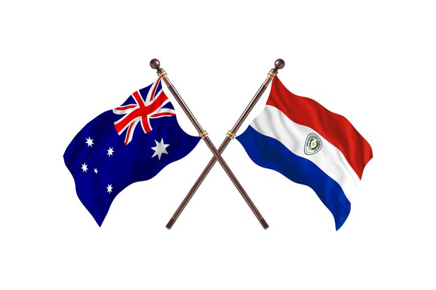 Australia frente a fondo de banderas de Paraguay