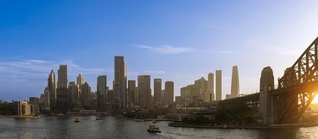 Australia panorámica del horizonte del centro de Sydney panorama y centro de negocios financiero cerca de la ópera