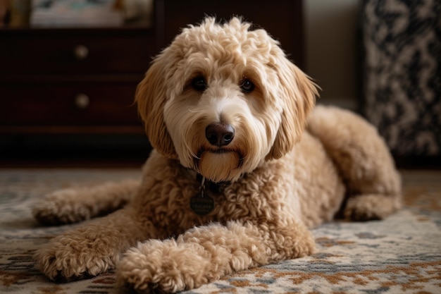 Australian Labradoodle ist eine Mischung aus Labrador Retriever und Cocker Spaniel AI Generated