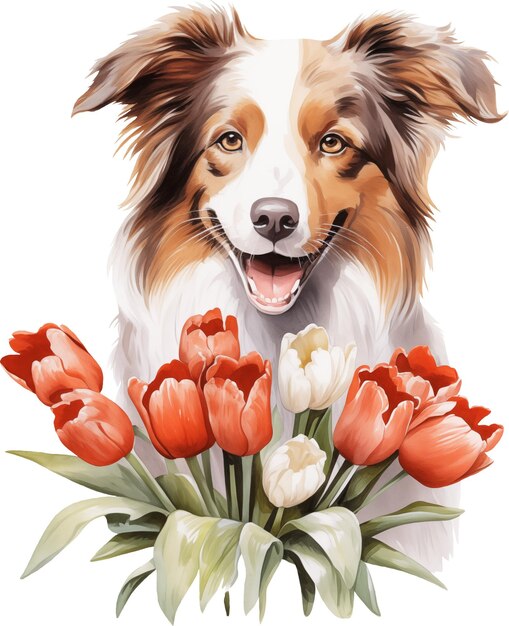 Australiano com flores ilustração em aquarela