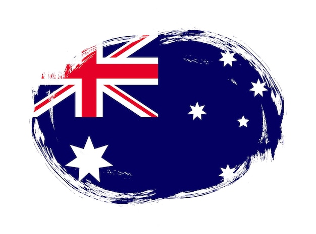 Foto australien-flagge im abgerundeten pinselstrichhintergrund