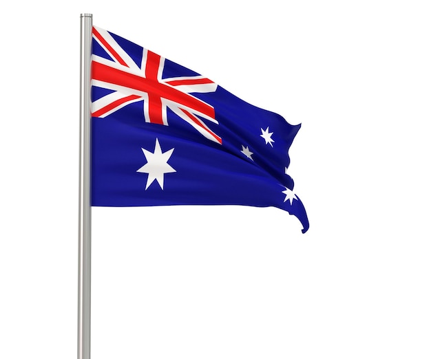 Australien-Flagge weißer Hintergrund 3D-Render