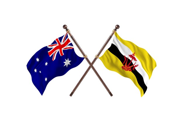 Australien gegen Brunei-Flaggen-Hintergrund