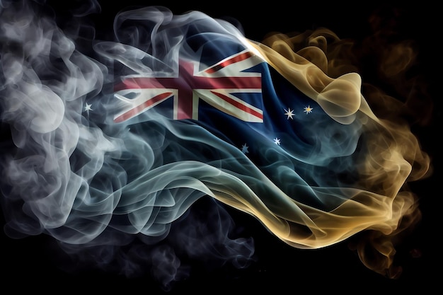 Australien gewellte Flagge aus Rauch hoher Bildqualität generative KI