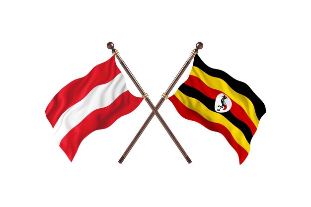 Austria frente a Uganda dos países banderas fondo