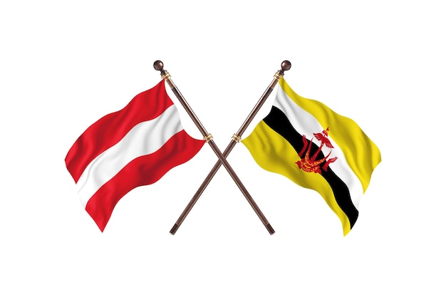 Áustria versus Brunei Fundo de bandeiras de dois países