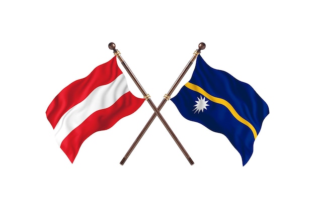 Austria versus fondo de banderas de dos países de Nauru