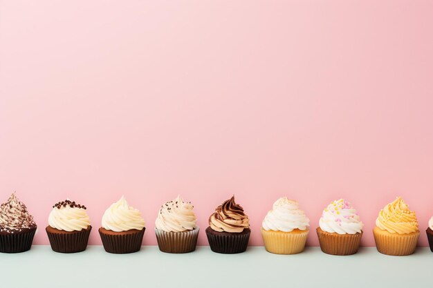 Foto auswahl an schokoladen-cupcakes mit kopierplatz