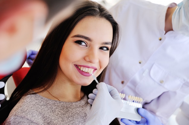 Auswahl einer Zahnfarbe mit Hilfe von Spezialgeräten