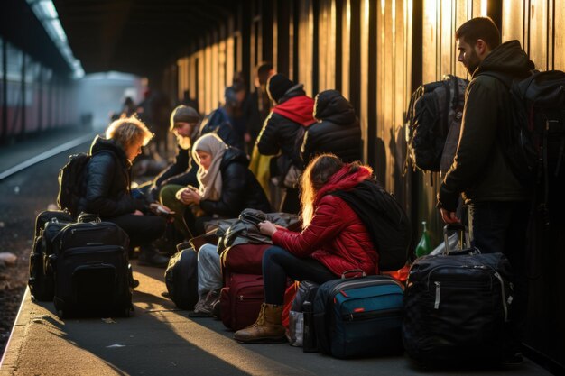 Foto auswanderende flüchtlinge