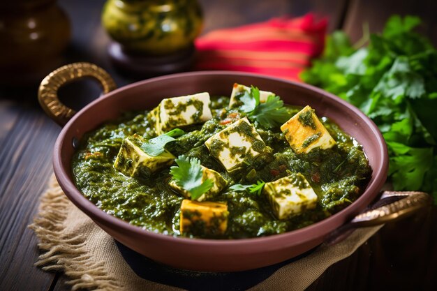 Autêntica comida indiana Saag Paneer