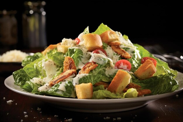 Foto la auténtica felicidad de la ensalada césar