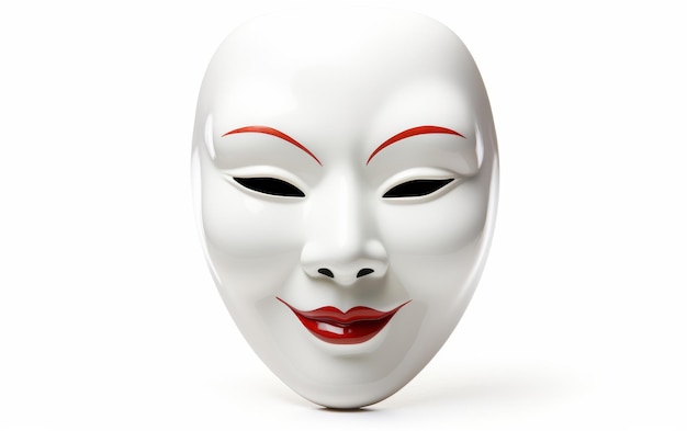 Foto auténtica máscara noh japonesa con significado cultural en fondo blanco