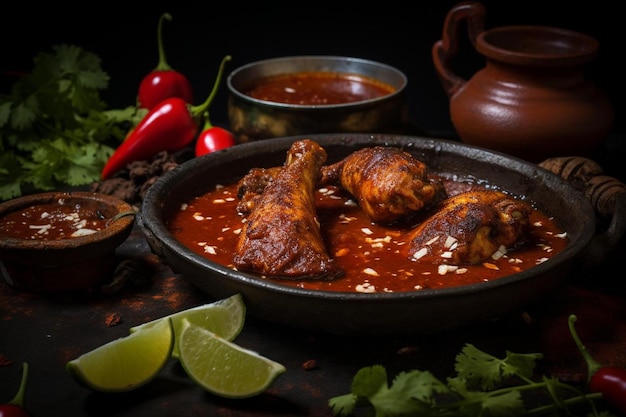 Auténtica salsa mole mexicana con pollo