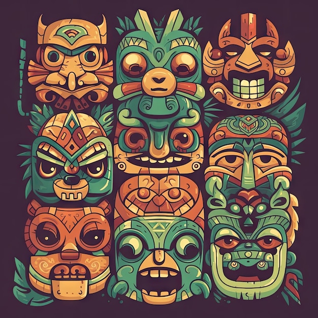 Auténticas Máscaras Mayas y Tótems Indios Un Colorido Tributo a la Mitología